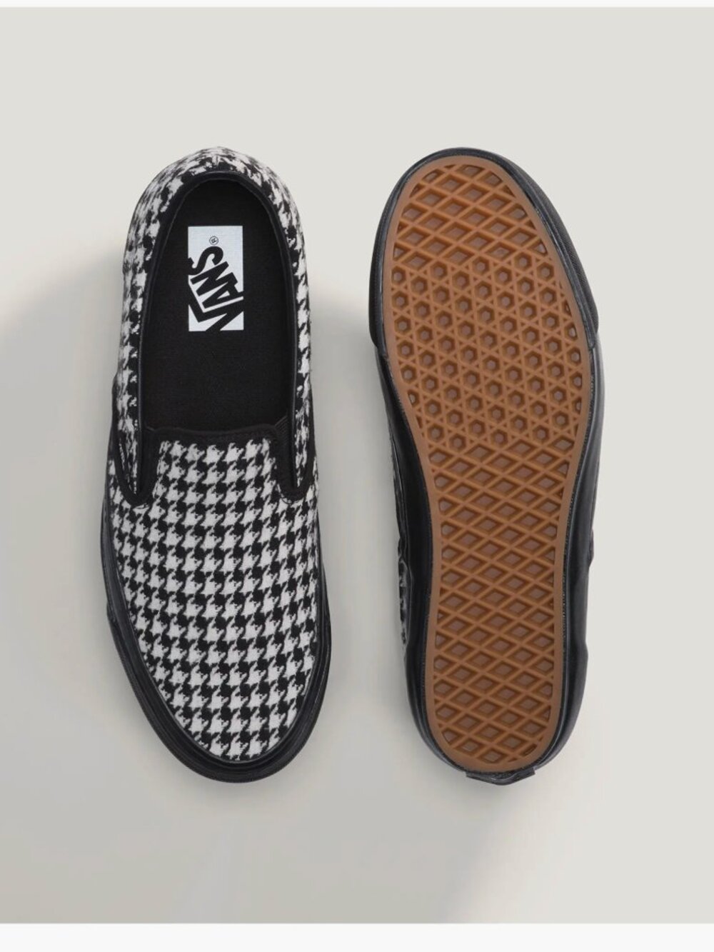 NEW VANS LX Classic 98 Slip-On Sneaker Houndstooth Black White Y2k M-6.5 W-8